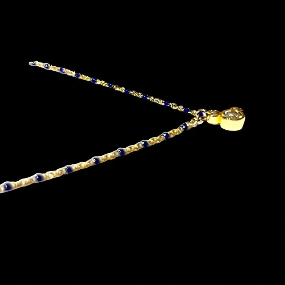 Disney Parks Mickey Rhinestone Necklace New With Tags Gold/Blue